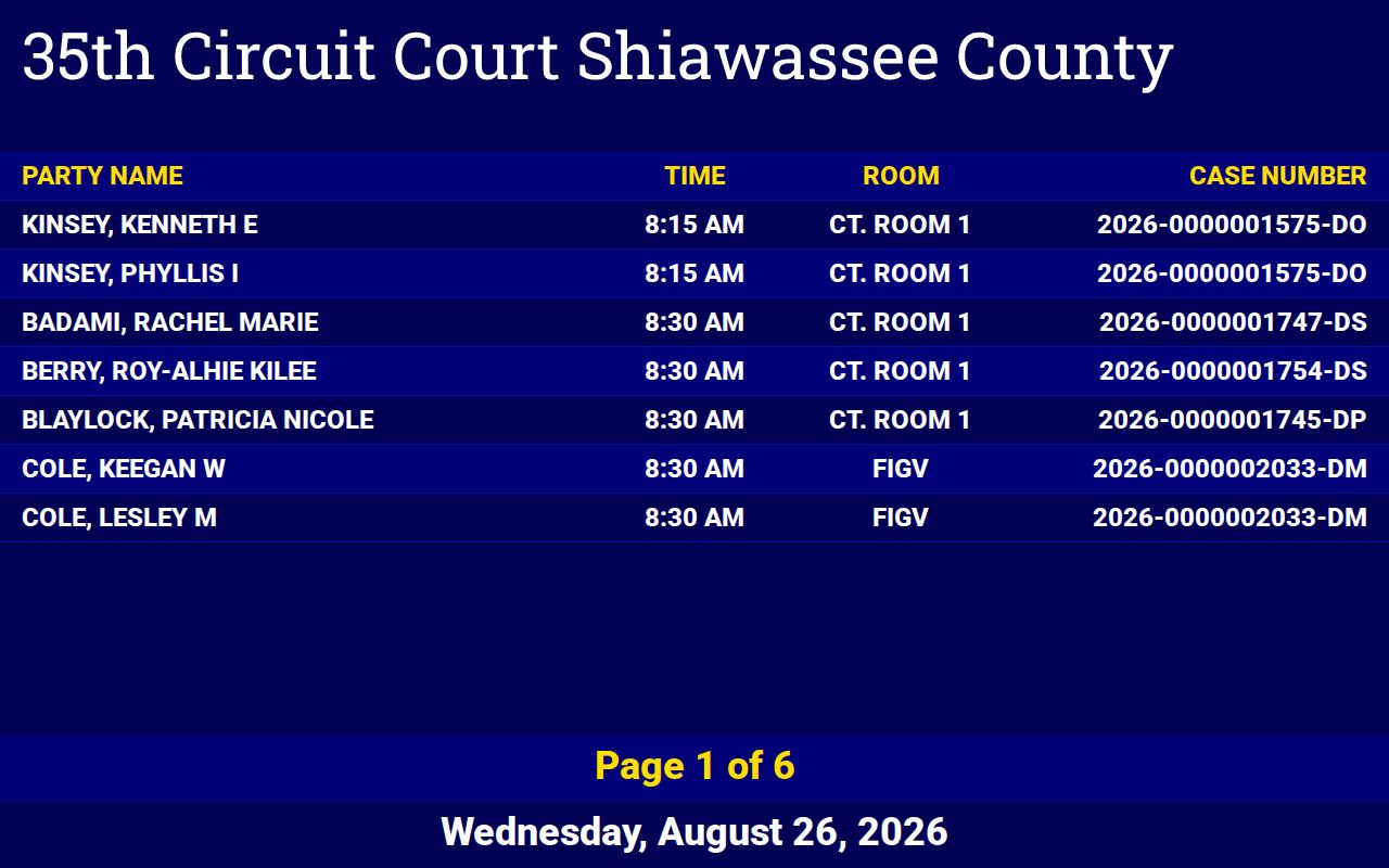 Barry County court schedule CourtDisplay field example
