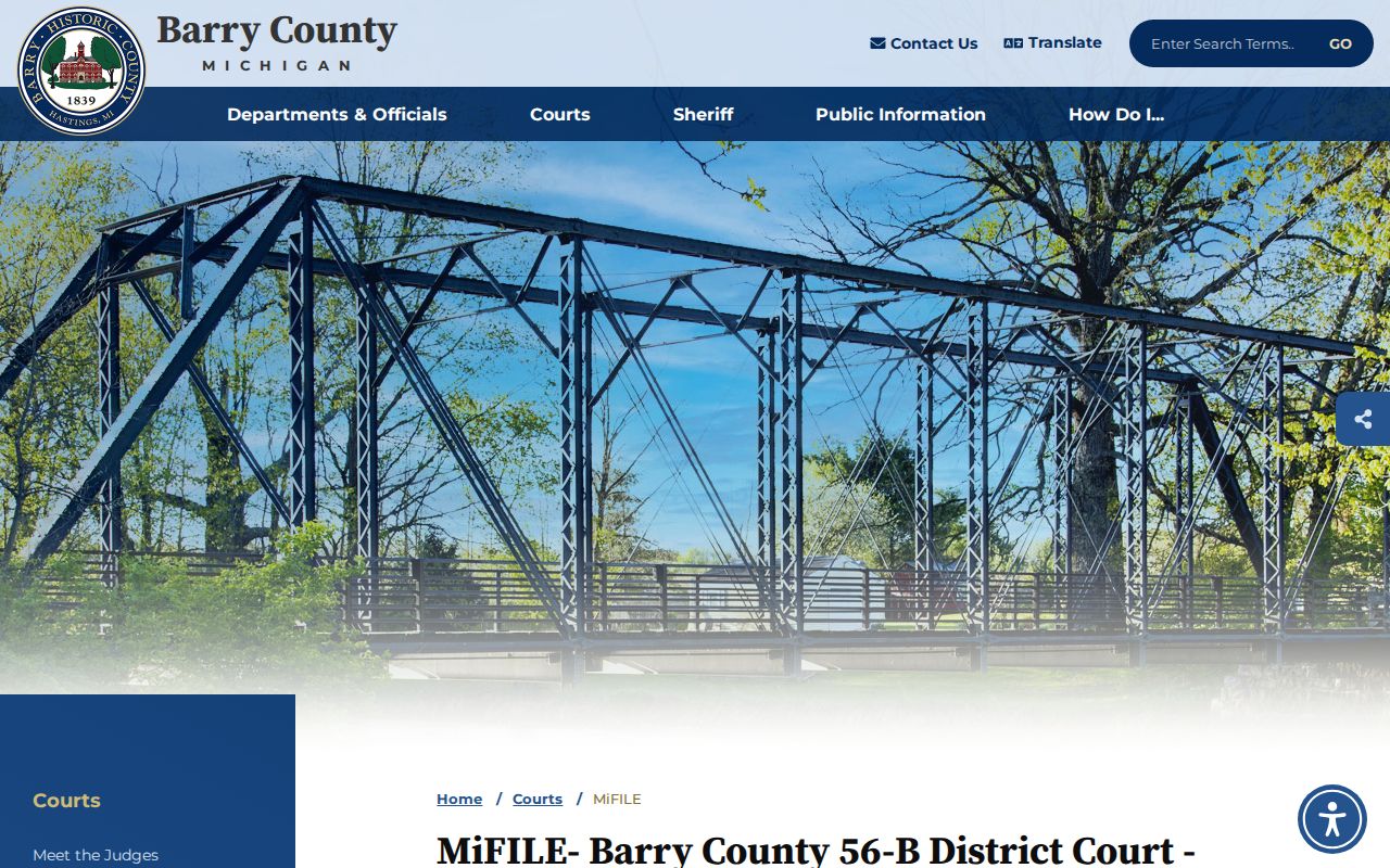 Barry County court records MiFILE information page