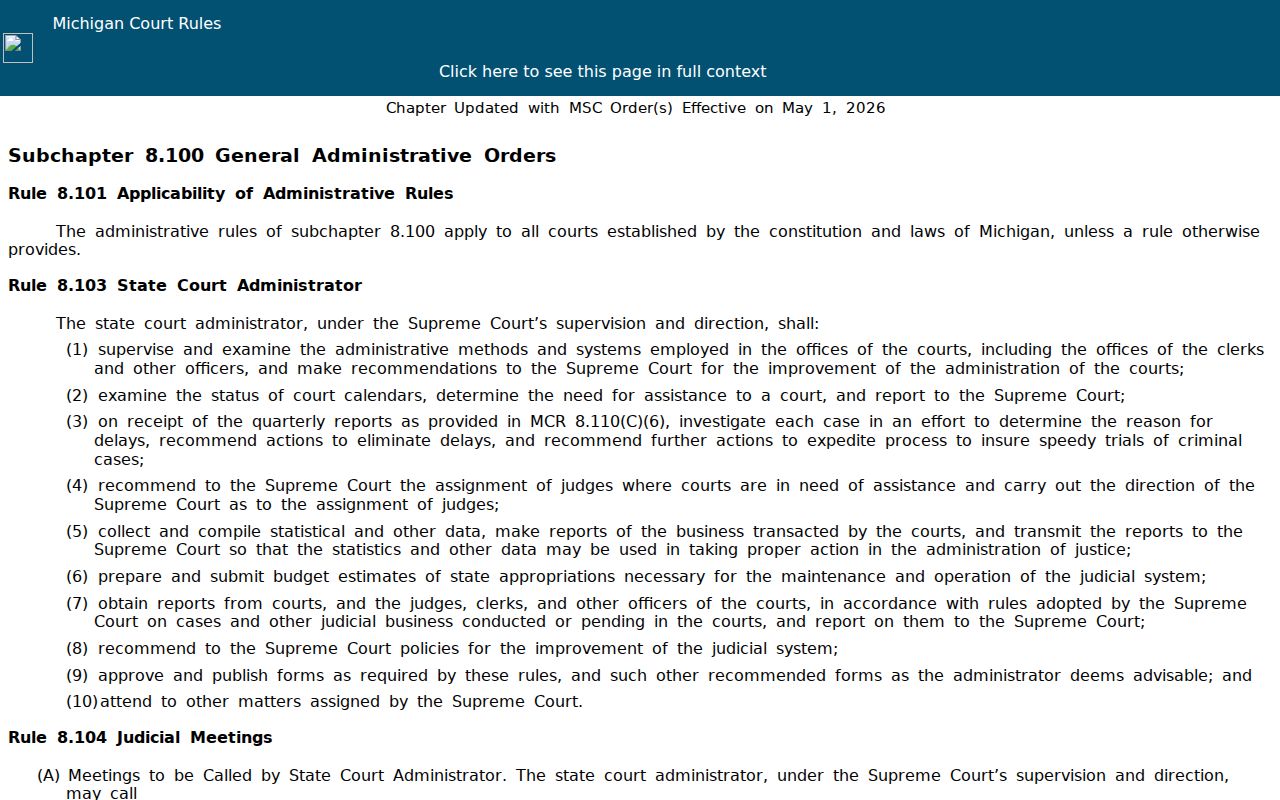 Barry County criminal court docket public access rules under MCR 8.119
