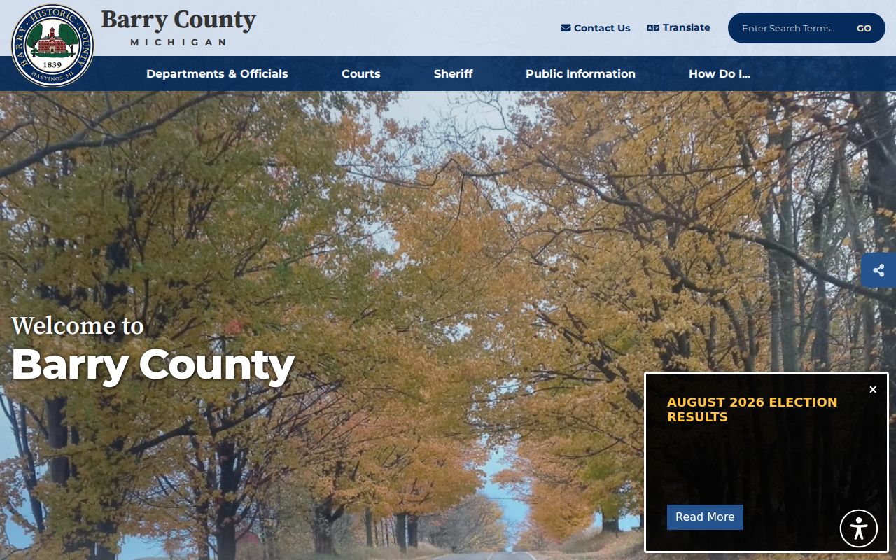 Barry County court docket links on the Barry County home page