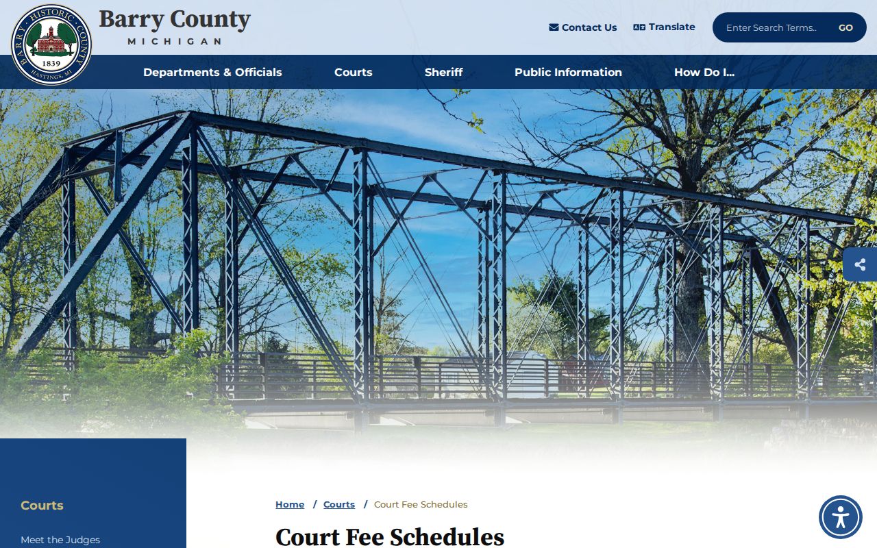 Barry County court docket fee schedule index