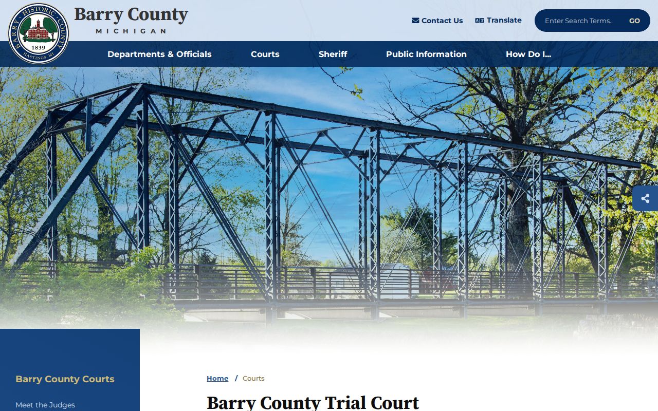 Barry County court docket resources on the Trial Court page